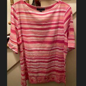 NWT Karen Scott Pink Striped Top